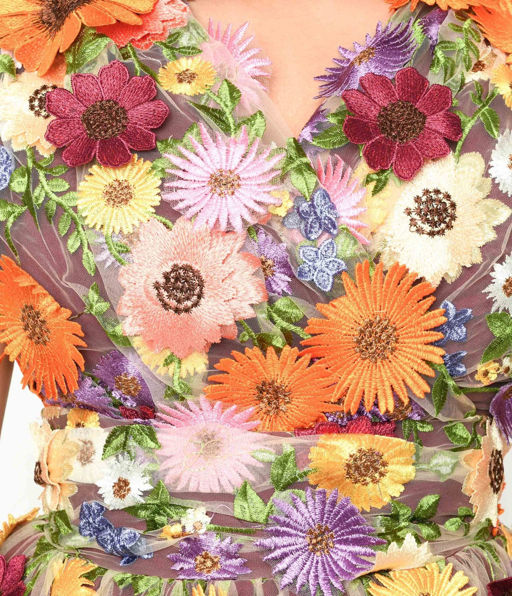 Magnolia Place Burgundy Flower Party Midori Swing Dress - Unique Vintage - Womens, DRESSES, SWING