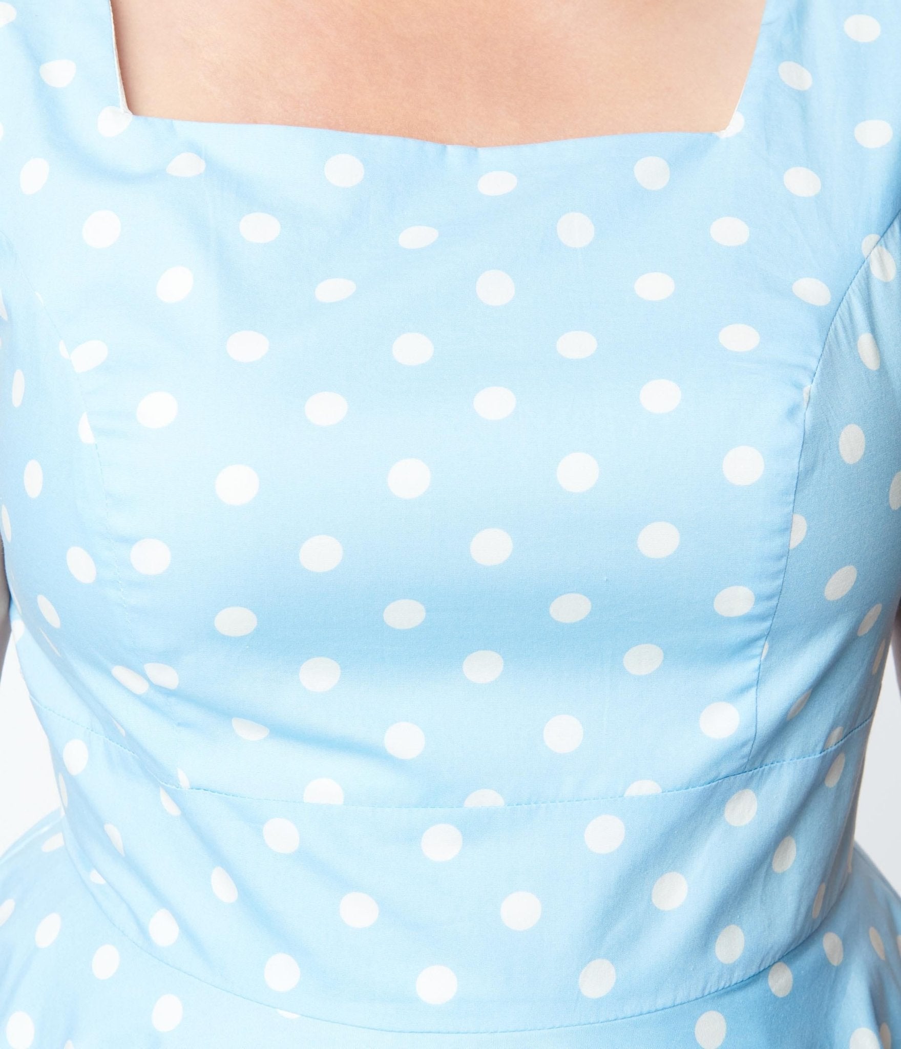Magnolia Place Plus Size Light Blue & White Polka Dot Anna Swing Dress - Unique Vintage - Swing Dresses