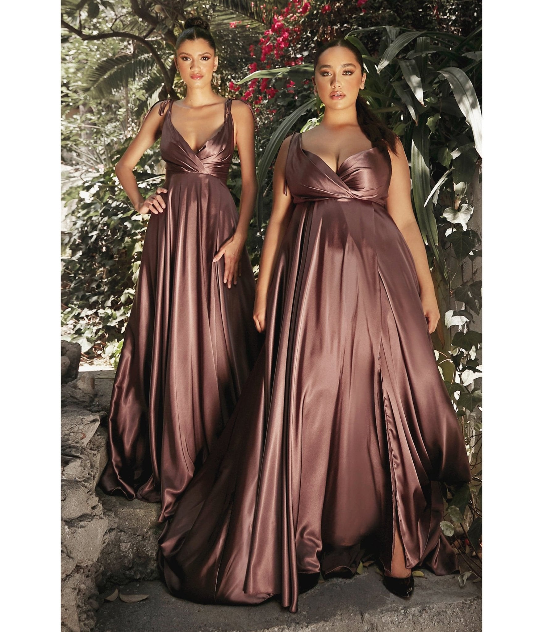 Mahogany Flowy Satin A-Line Bridesmaid Gown - Unique Vintage - Womens, DRESSES, PROM AND SPECIAL OCCASION