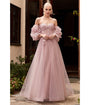Cinderella Divine  Mauve Floral Off The Shoulder Fairytale Prom Dress