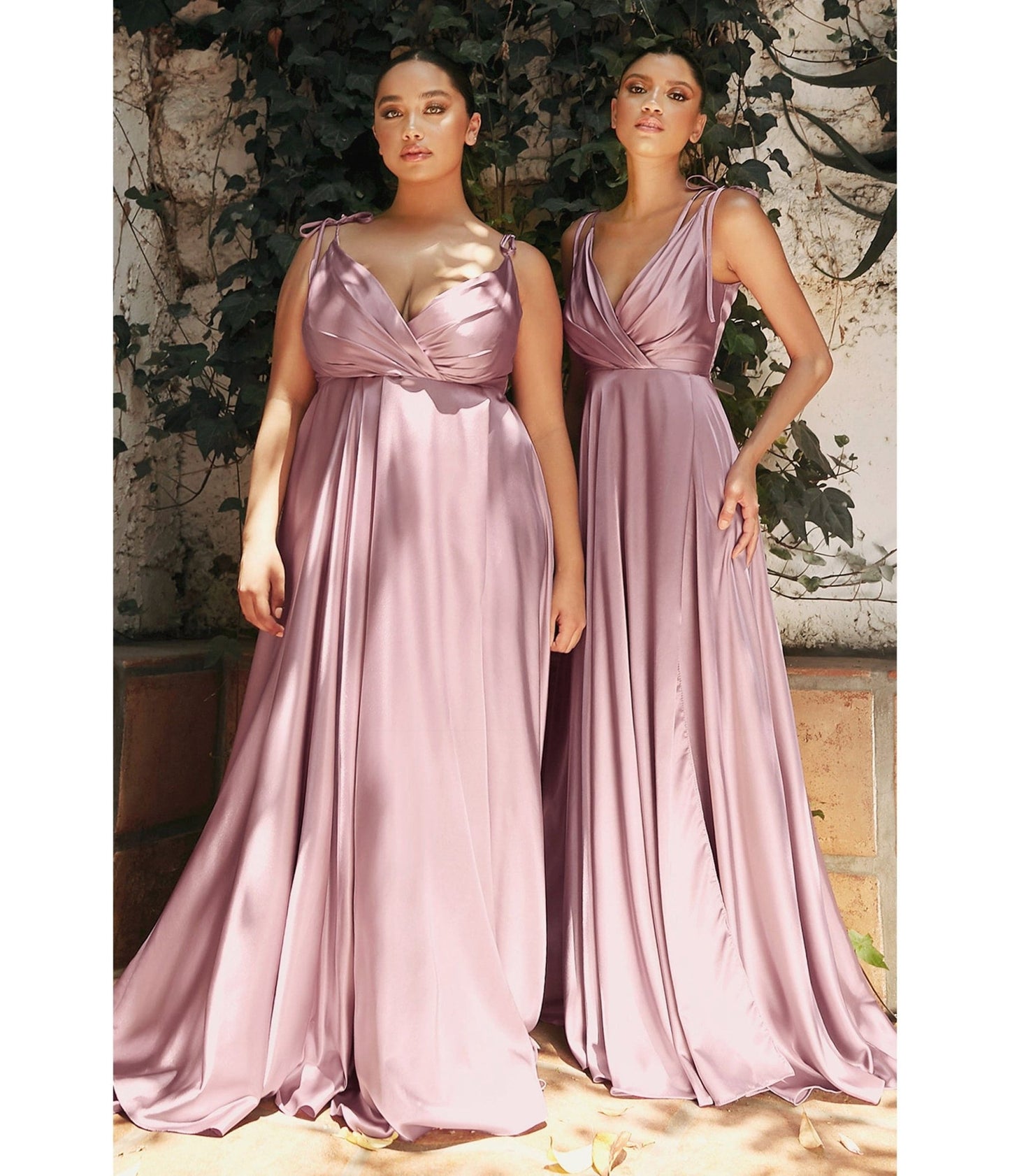 Mauve Flowy Satin A-Line Bridesmaid Gown - Unique Vintage - Womens, DRESSES, PROM AND SPECIAL OCCASION