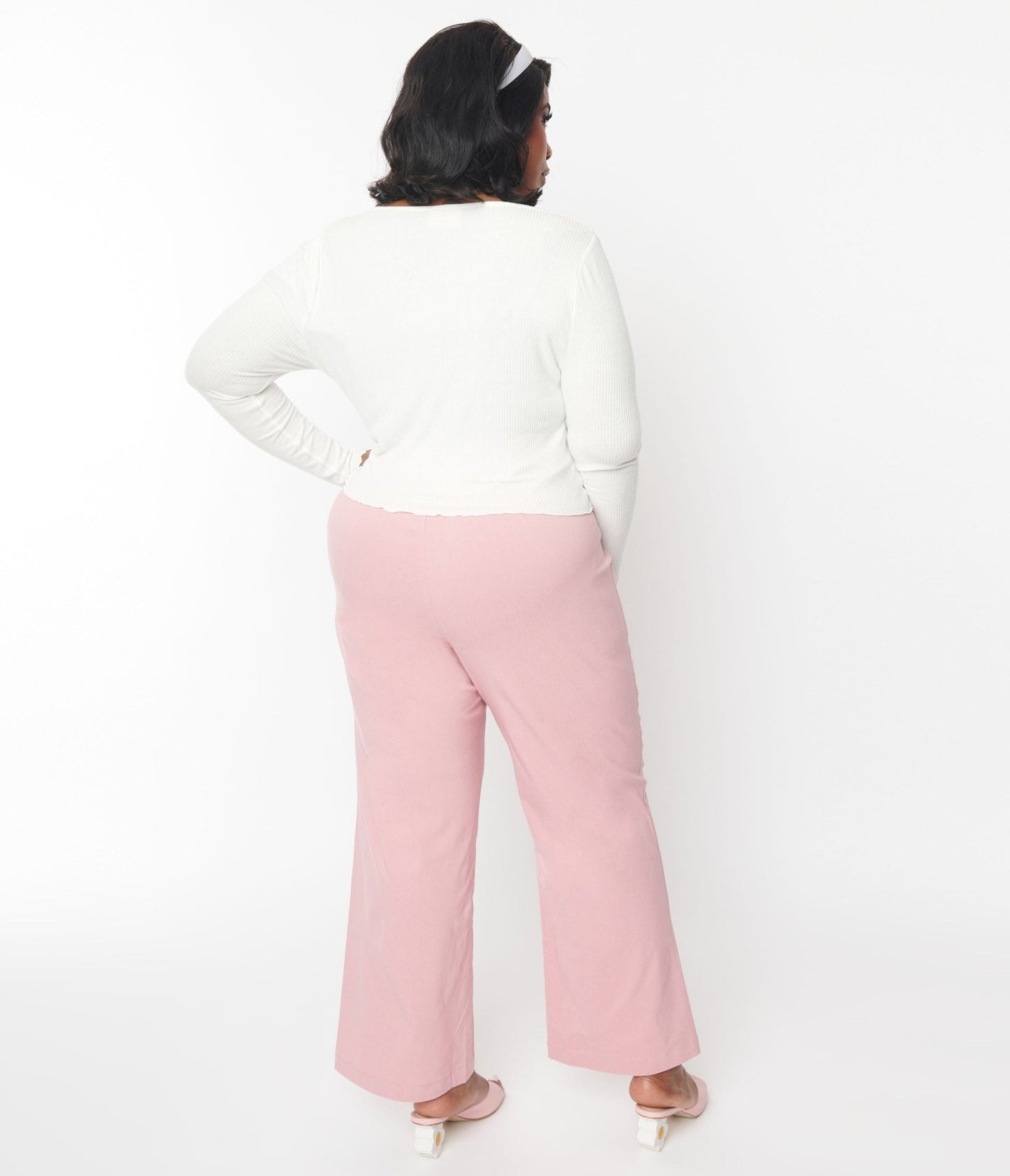 Mauve Pink Heart Buckle Pants - Unique Vintage - Womens, BOTTOMS, PANTS