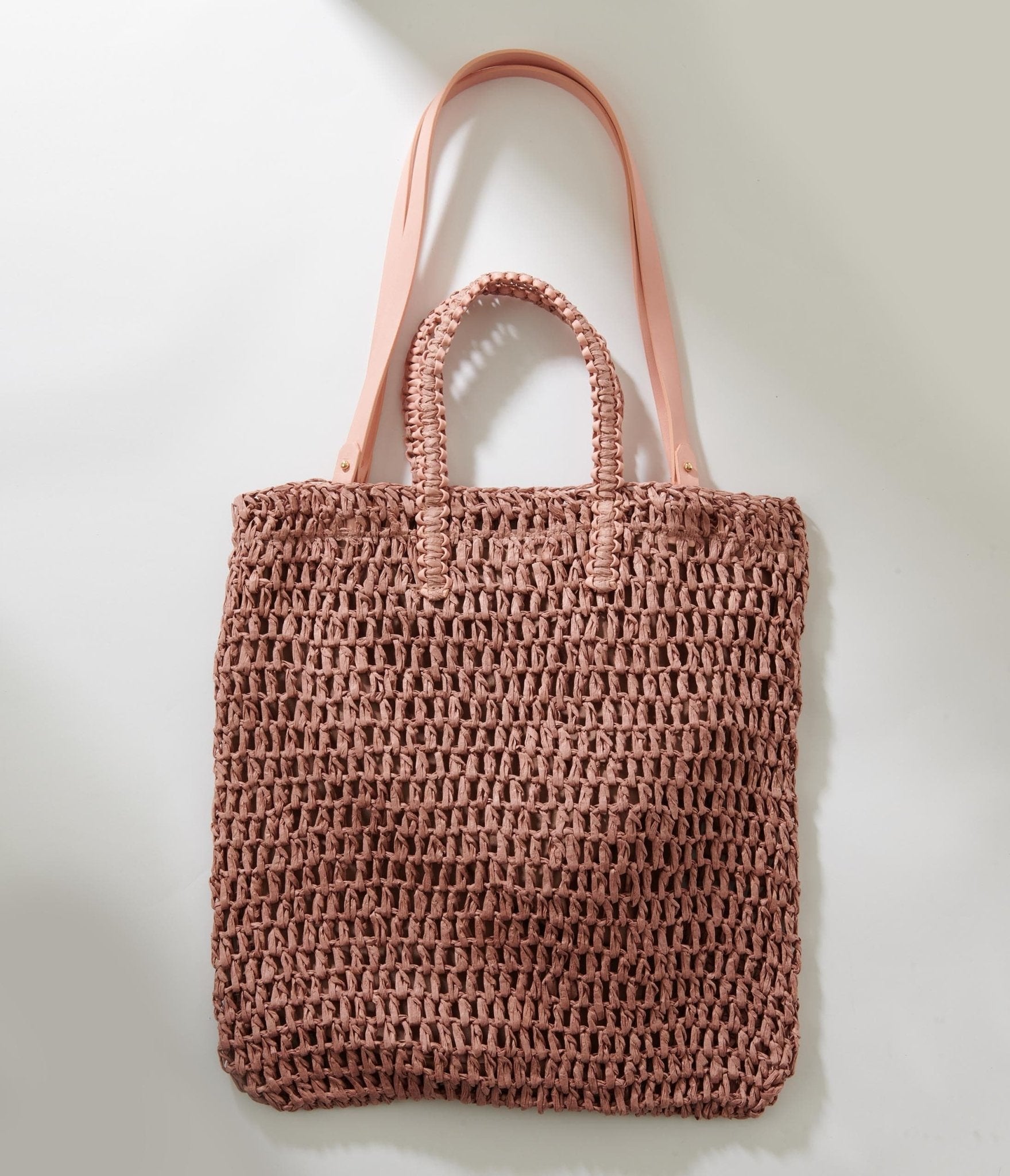 Mauve Pink Straw Tote Bag - Unique Vintage - Womens, ACCESSORIES, HANDBAGS