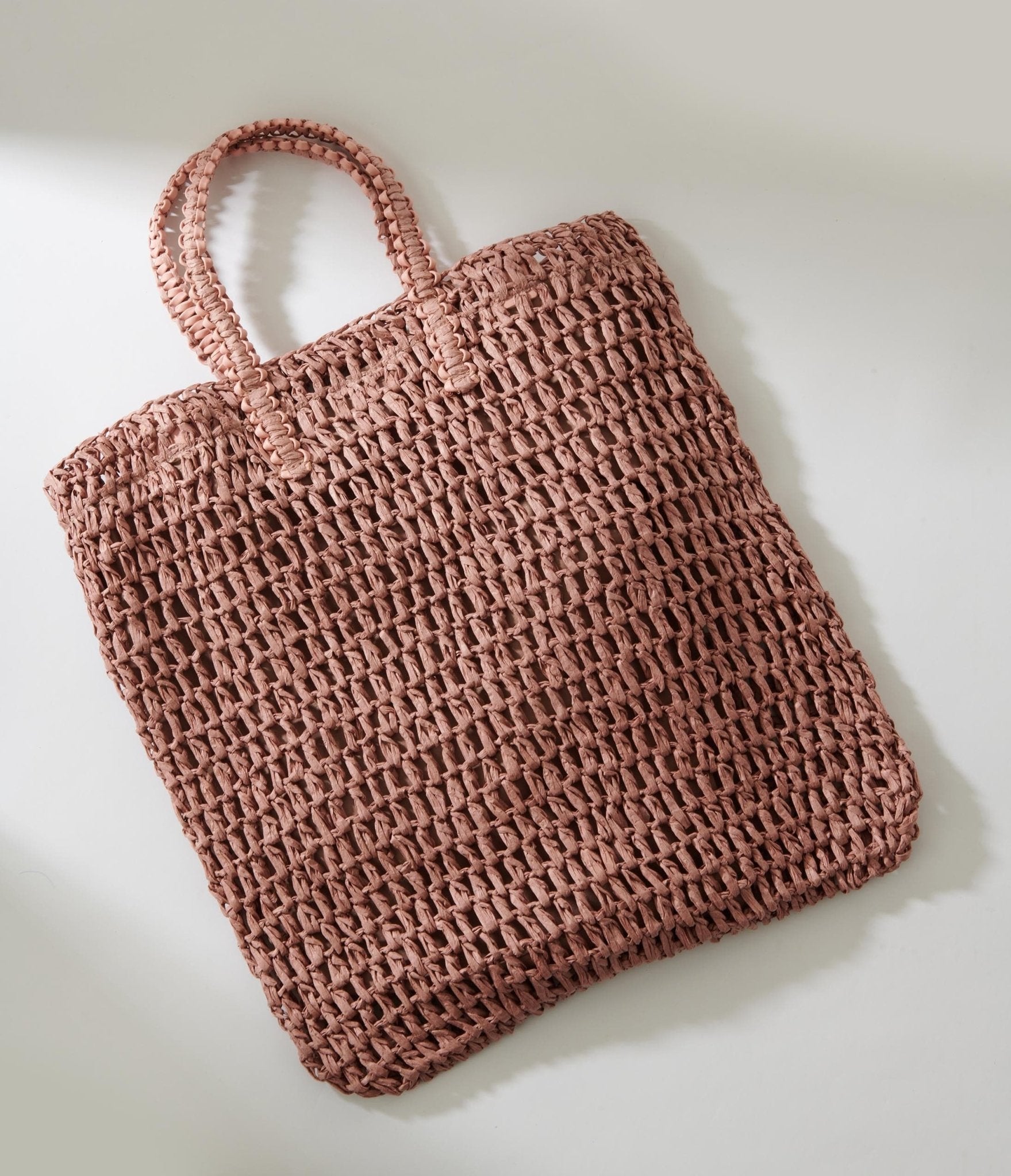 Mauve Pink Straw Tote Bag - Unique Vintage - Womens, ACCESSORIES, HANDBAGS