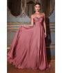 Cinderella Divine  Mauve Rose Satin Strapless Keyhole Evening Gown