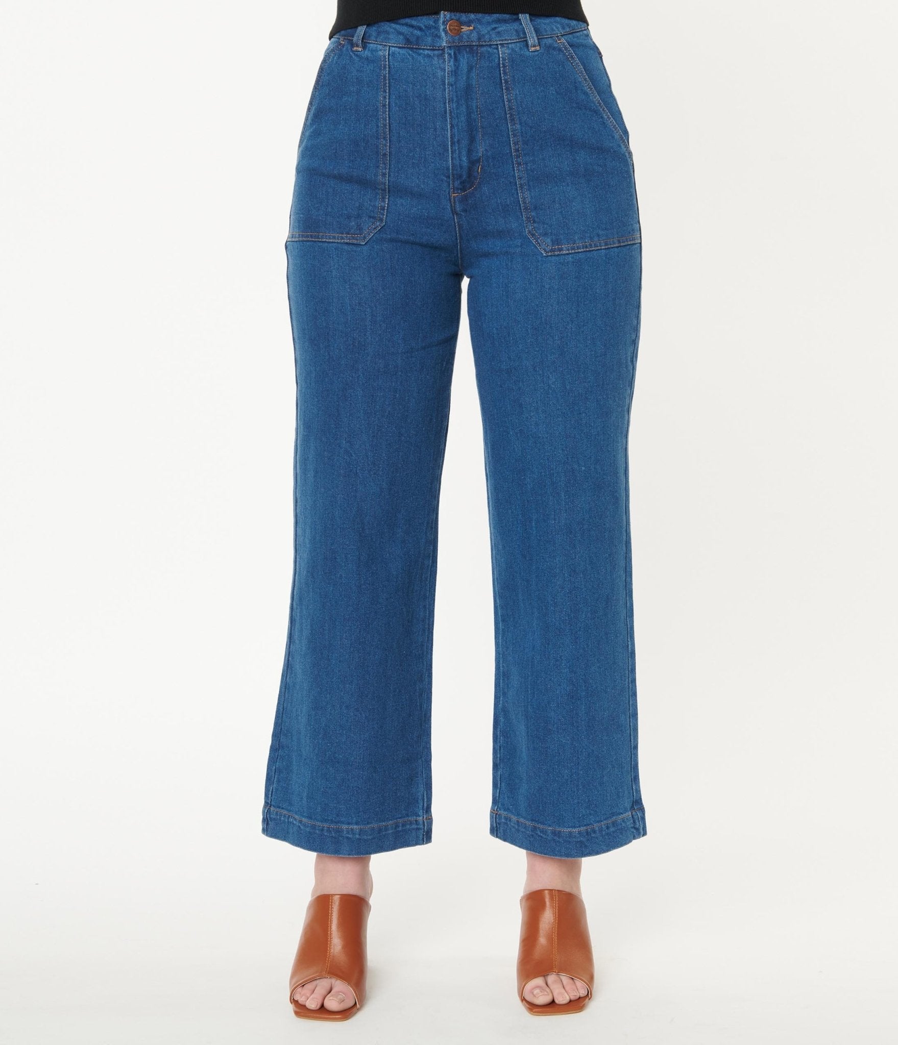 Medium Blue Denim High Waist Jeans - Unique Vintage - Womens, BOTTOMS, JEANS
