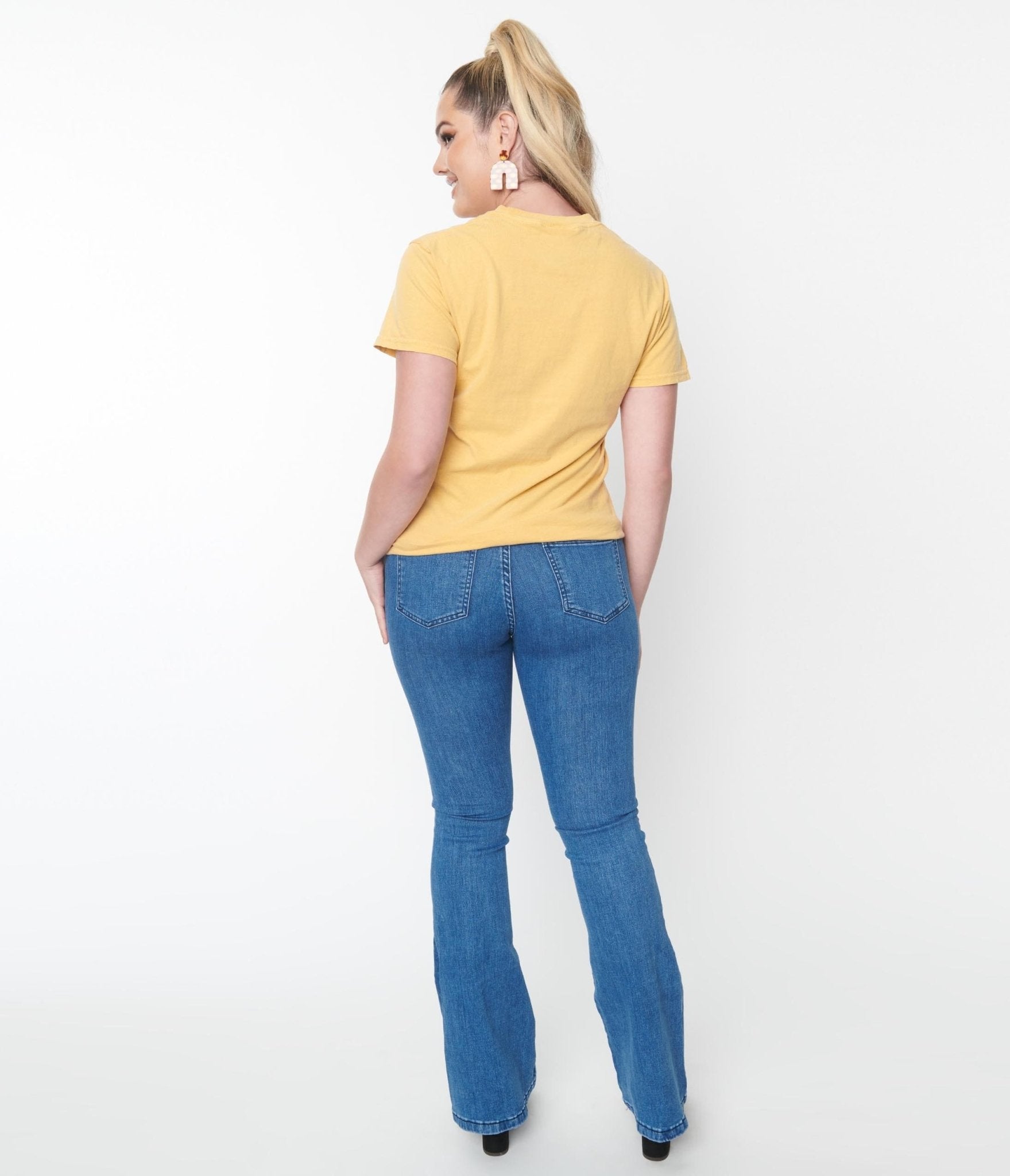 Medium Denim Star Jeans - Unique Vintage - Womens, BOTTOMS, JEANS