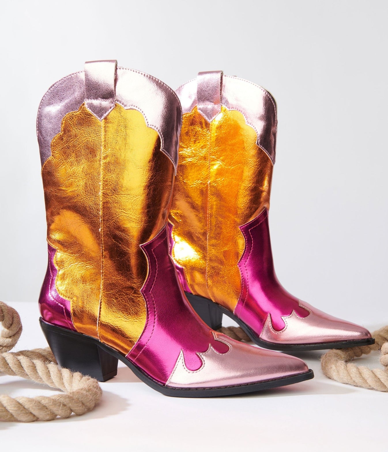 Metallic Multicolored Cowboy Boot – Unique Vintage
