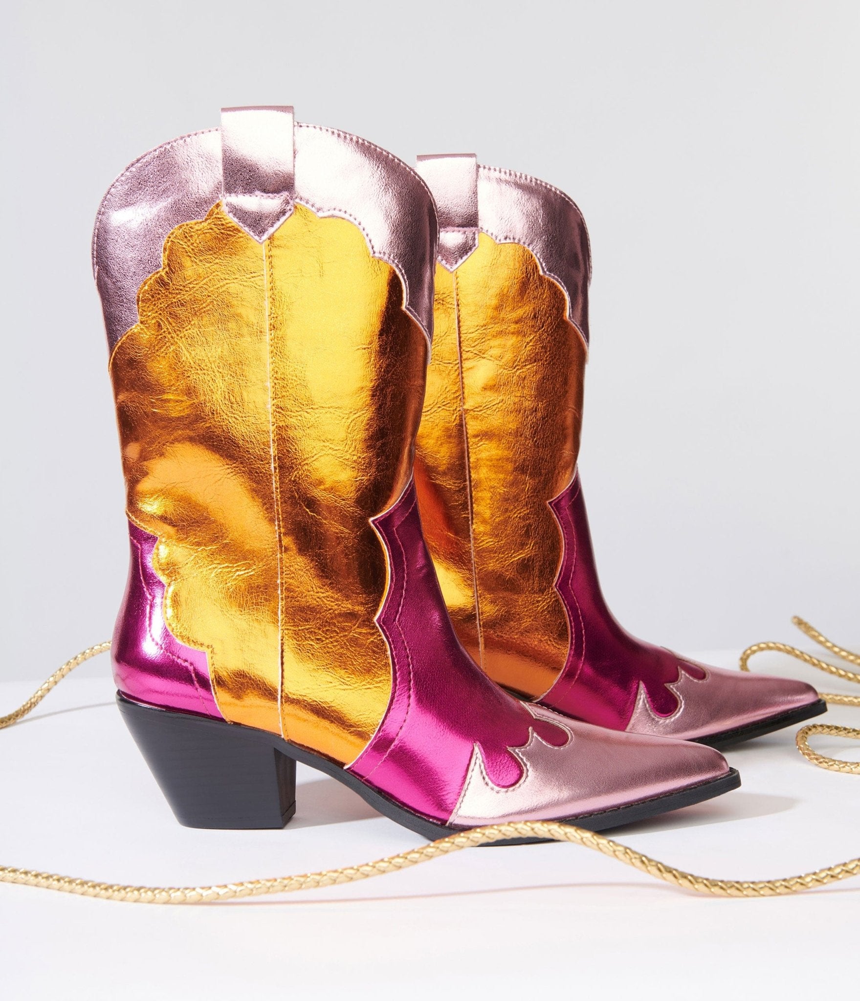 Metallic Multicolored Cowboy Boot - Unique Vintage - Womens, SHOES, BOOTS