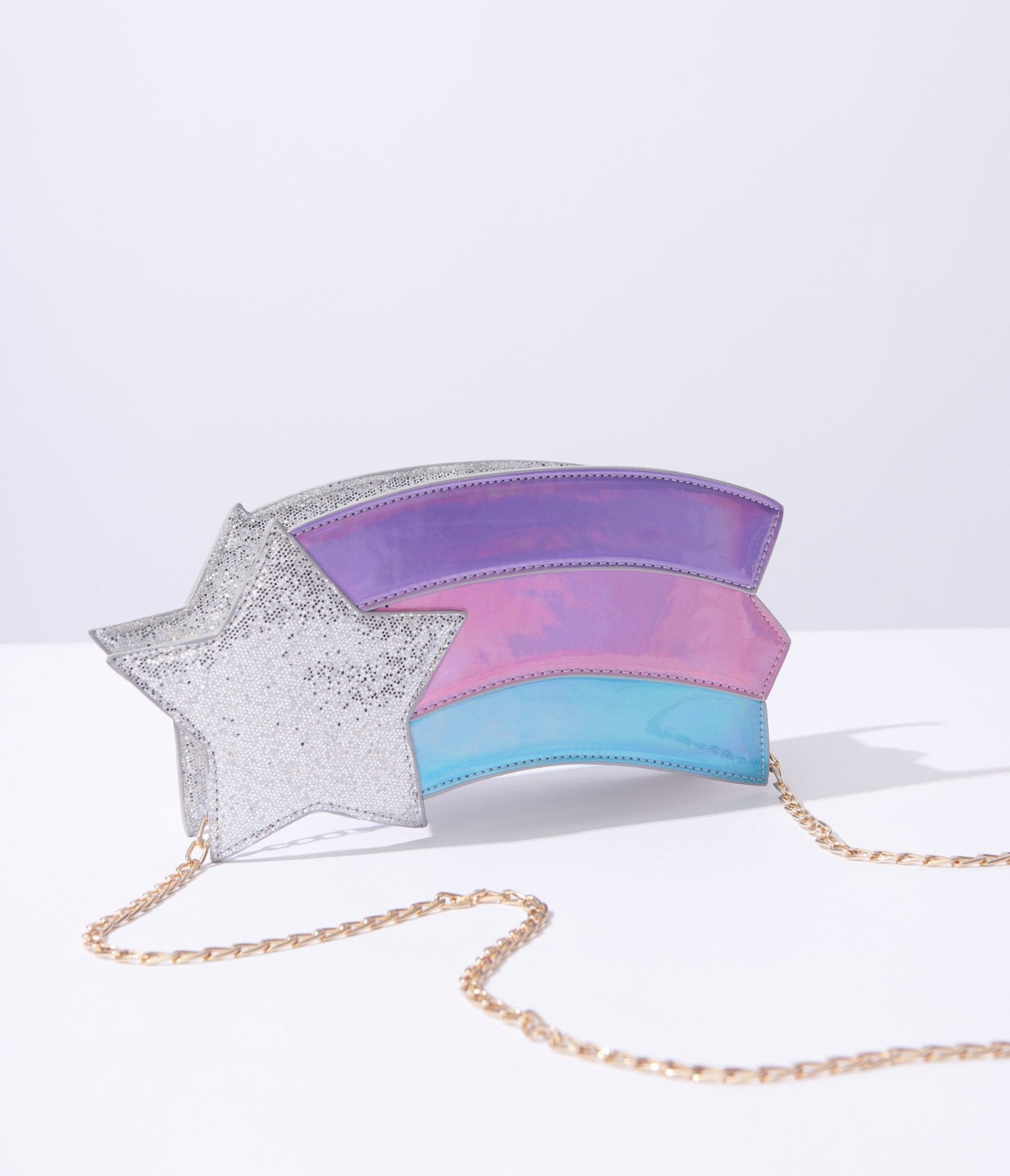 Metallic Rainbow & Silver Shooting Star Bag - Unique Vintage - Womens, ACCESSORIES, HANDBAGS