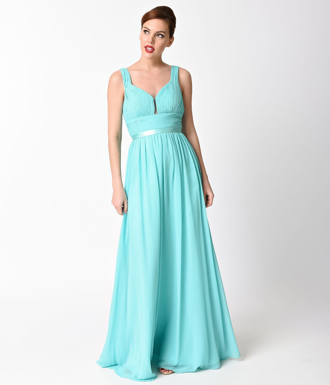 Mint Sexy Sleeveless Chiffon Long Dress - Unique Vintage - Womens, DRESSES, PROM AND SPECIAL OCCASION