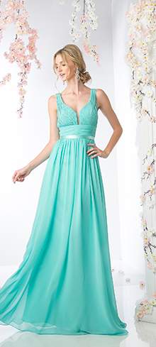 Mint Sexy Sleeveless Chiffon Long Dress - Unique Vintage - Womens, DRESSES, PROM AND SPECIAL OCCASION