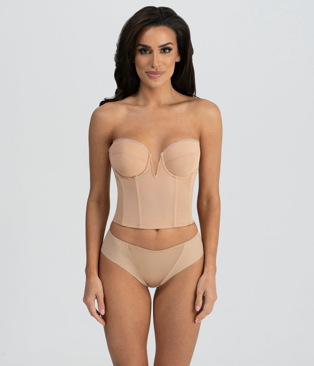 Mocha V-Wire Backless Strapless Valerie Bridal Bra - Unique Vintage - Womens, ACCESSORIES, LINGERIE
