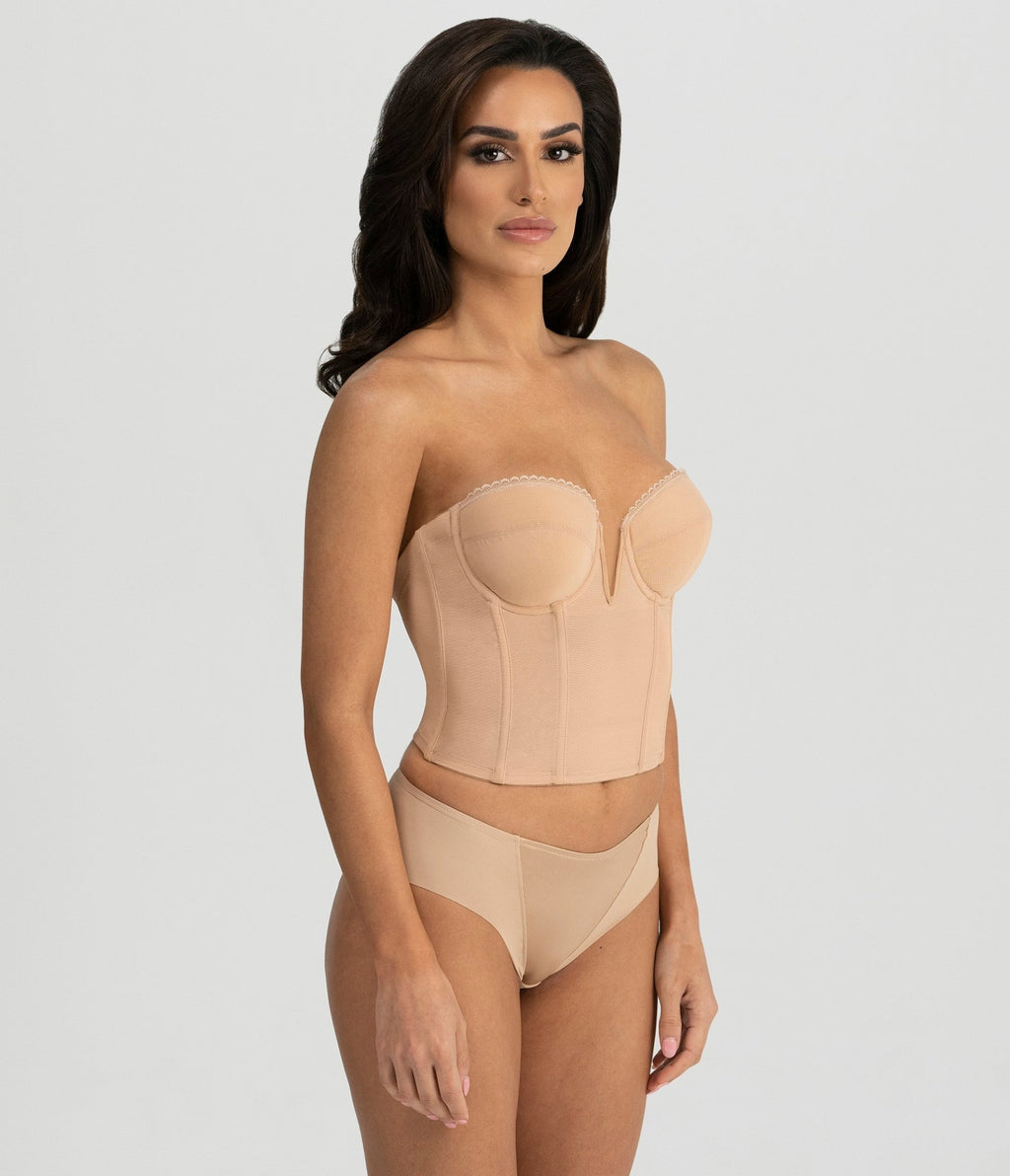 Mocha V-Wire Backless Strapless Valerie Bridal Bra - Unique Vintage - Womens, ACCESSORIES, LINGERIE