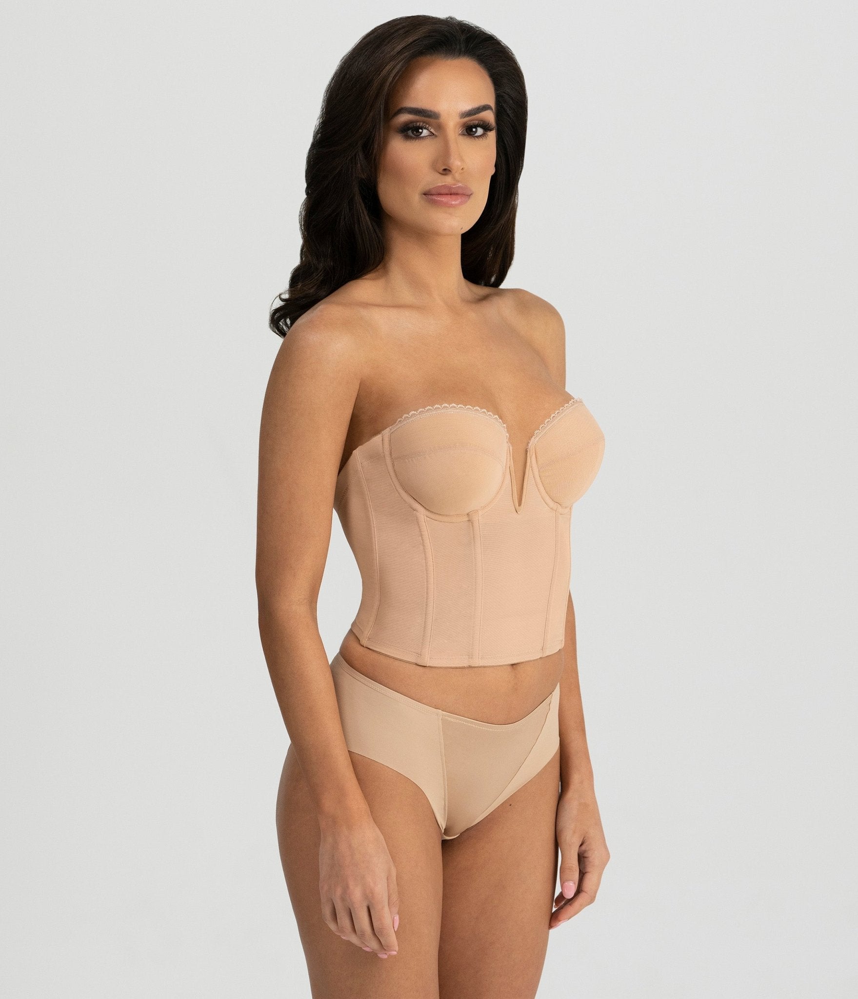 Mocha V-Wire Backless Strapless Valerie Bridal Bra - Unique Vintage - Womens, ACCESSORIES, LINGERIE