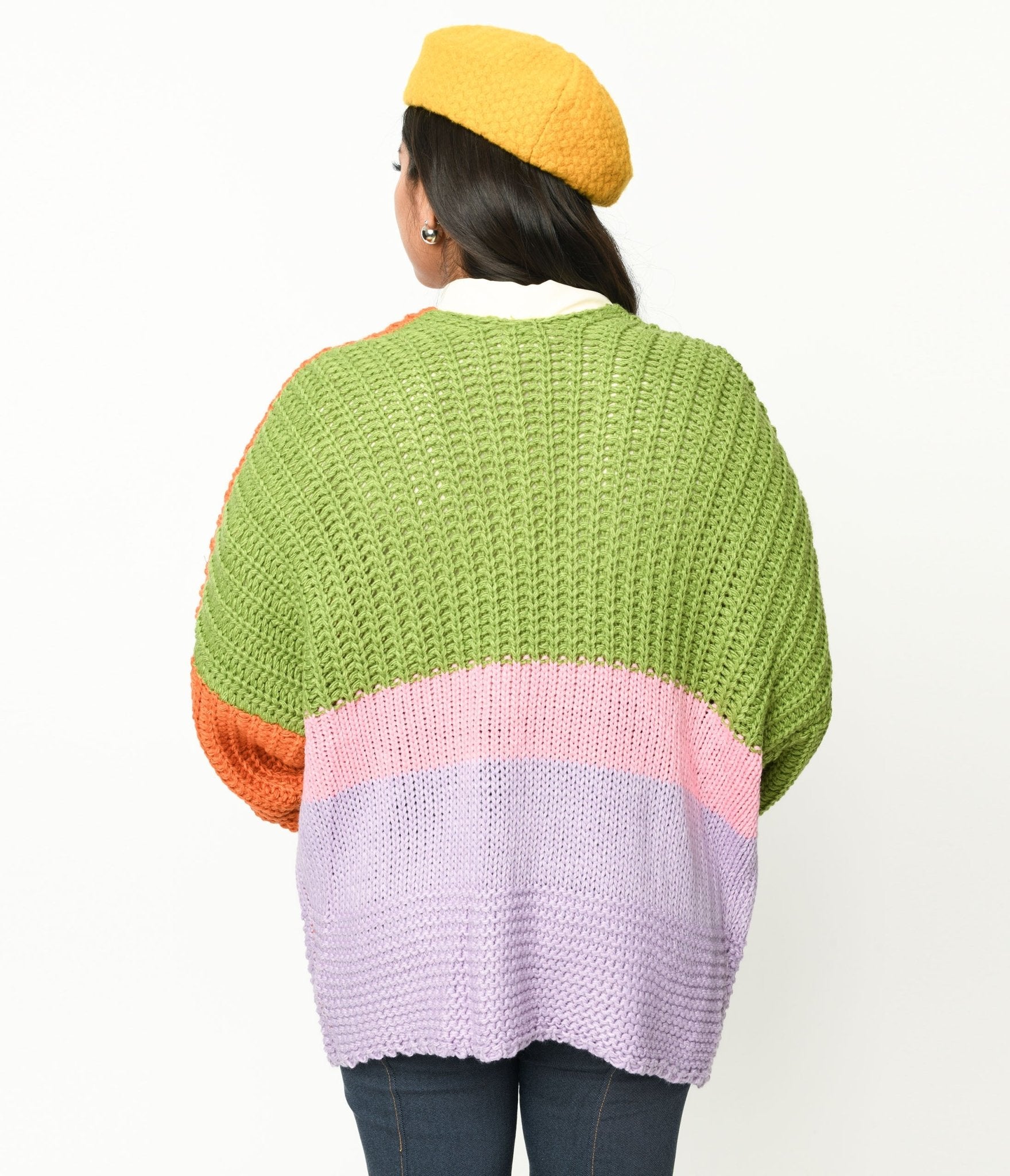 Multicolor Color Block Open Cardigan – Unique Vintage