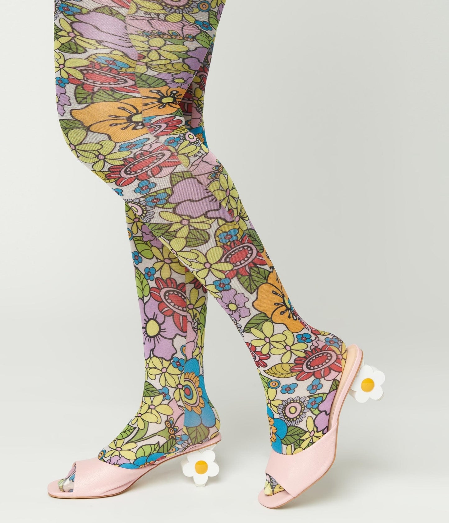 Multicolor Flower Power Tights Unique Vintage