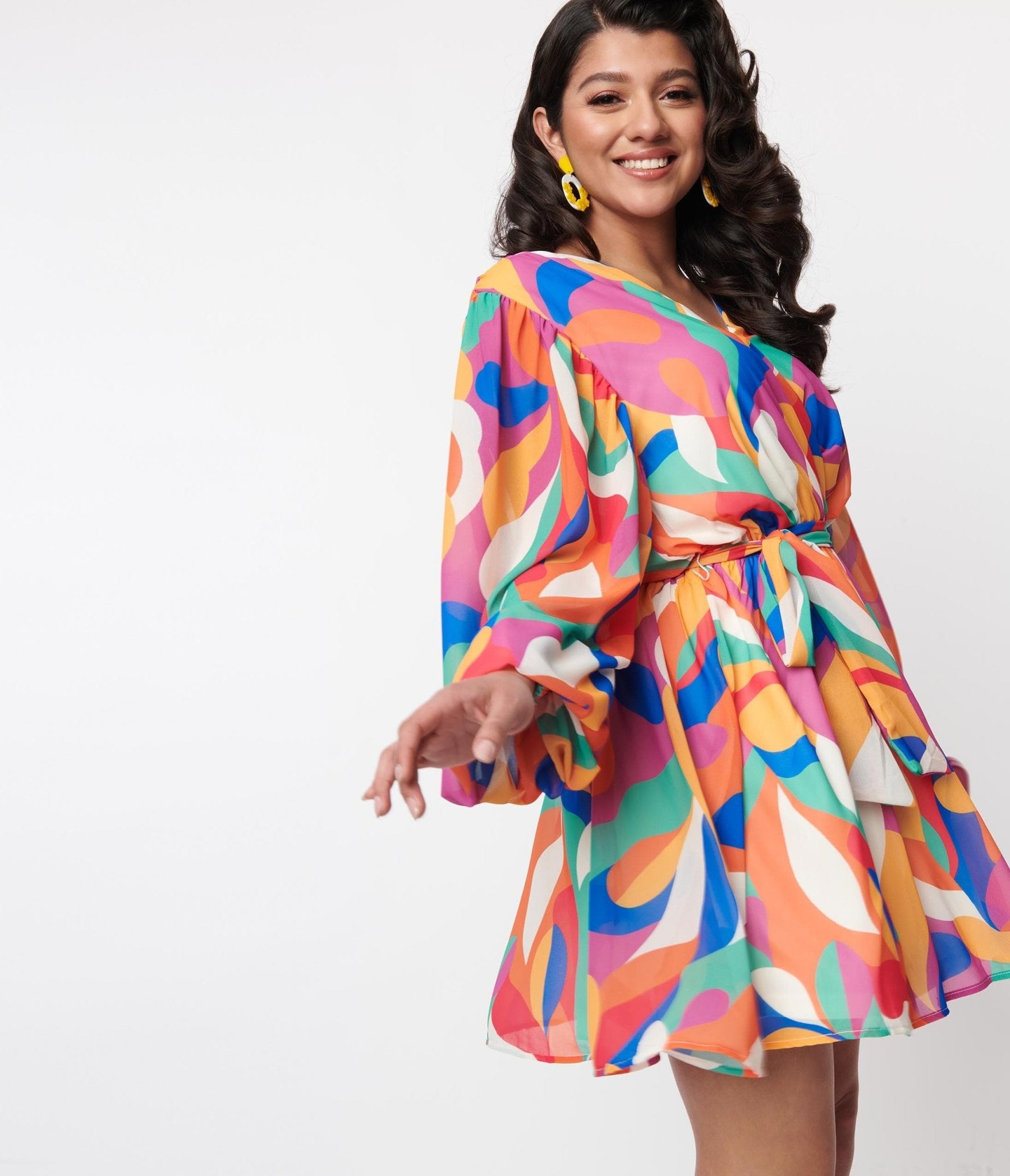 Multicolor Orchard Wrap Dress Unique Vintage