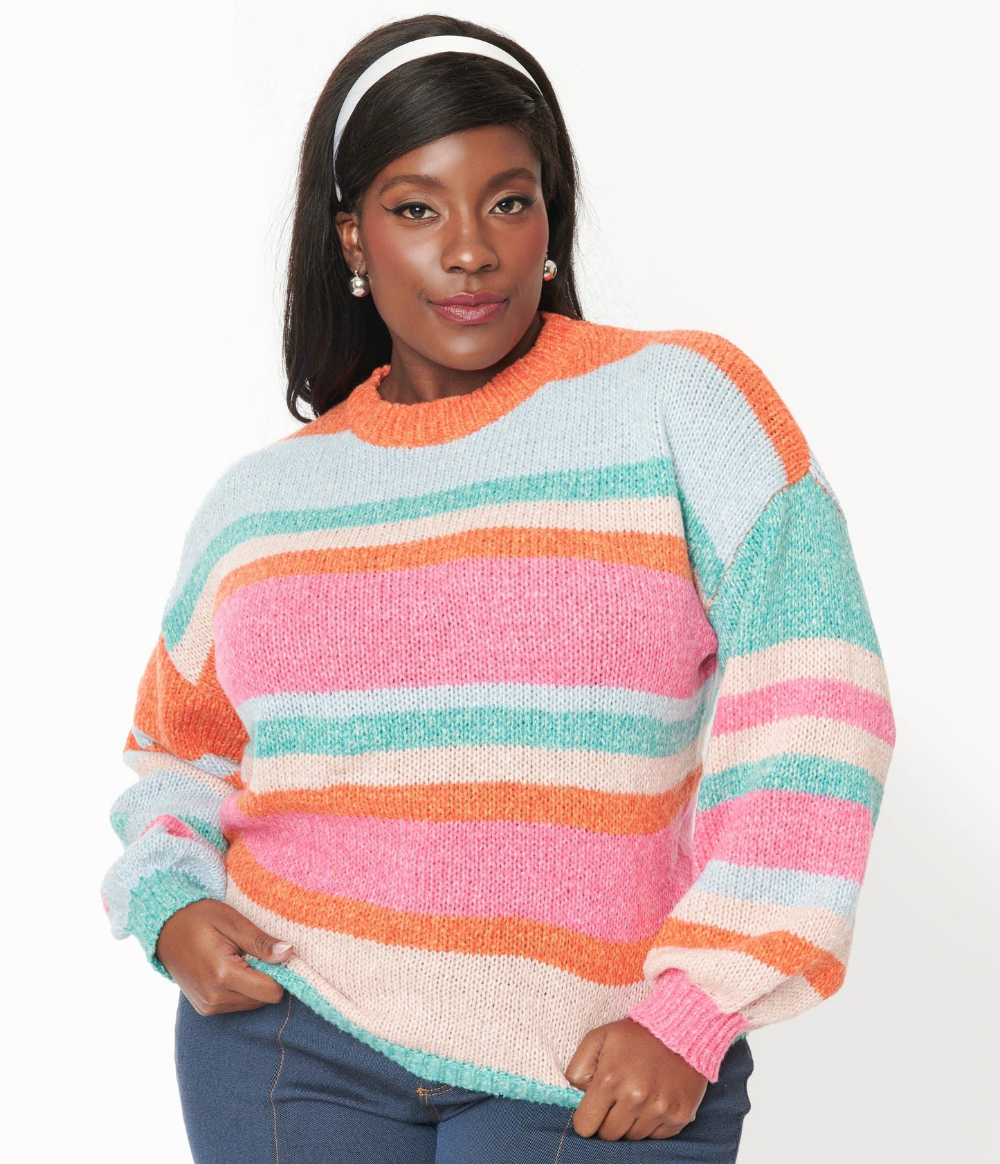 Multicolor Striped Pullover Sweater - Unique Vintage - Womens, TOPS, SWEATERS