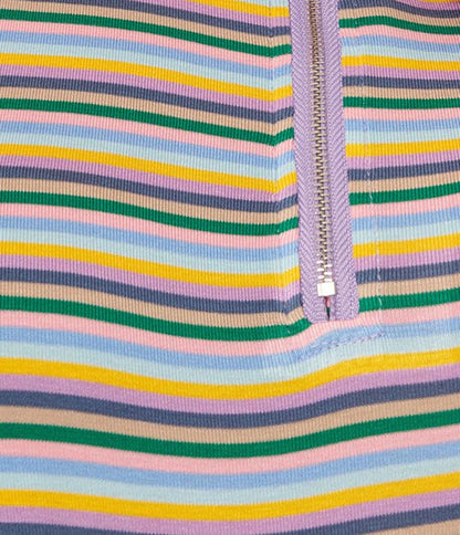 Multicolor Striped Zip Up Peace Top - Unique Vintage - Womens, TOPS, WOVEN TOPS
