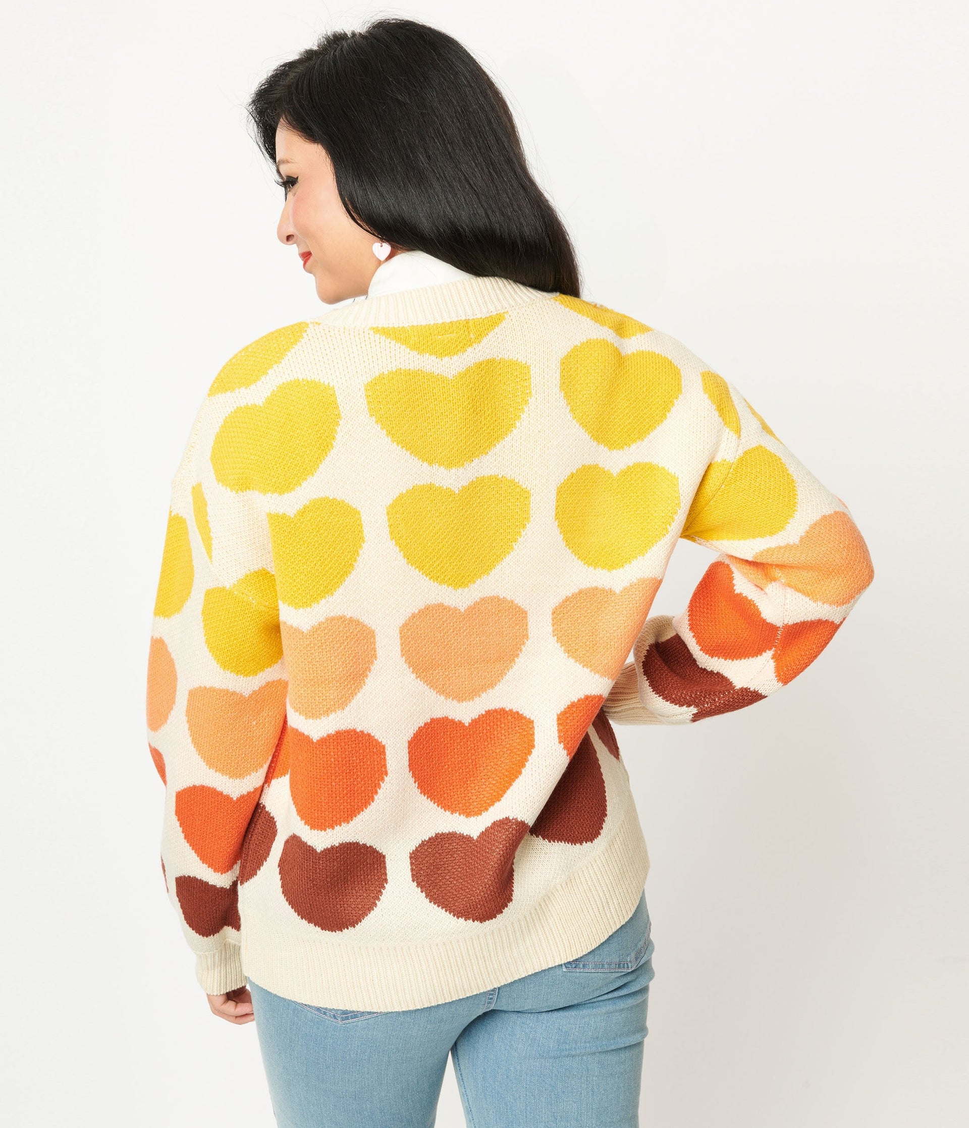 Multicolored Heart Cardigan - Unique Vintage - Womens, TOPS, SWEATERS