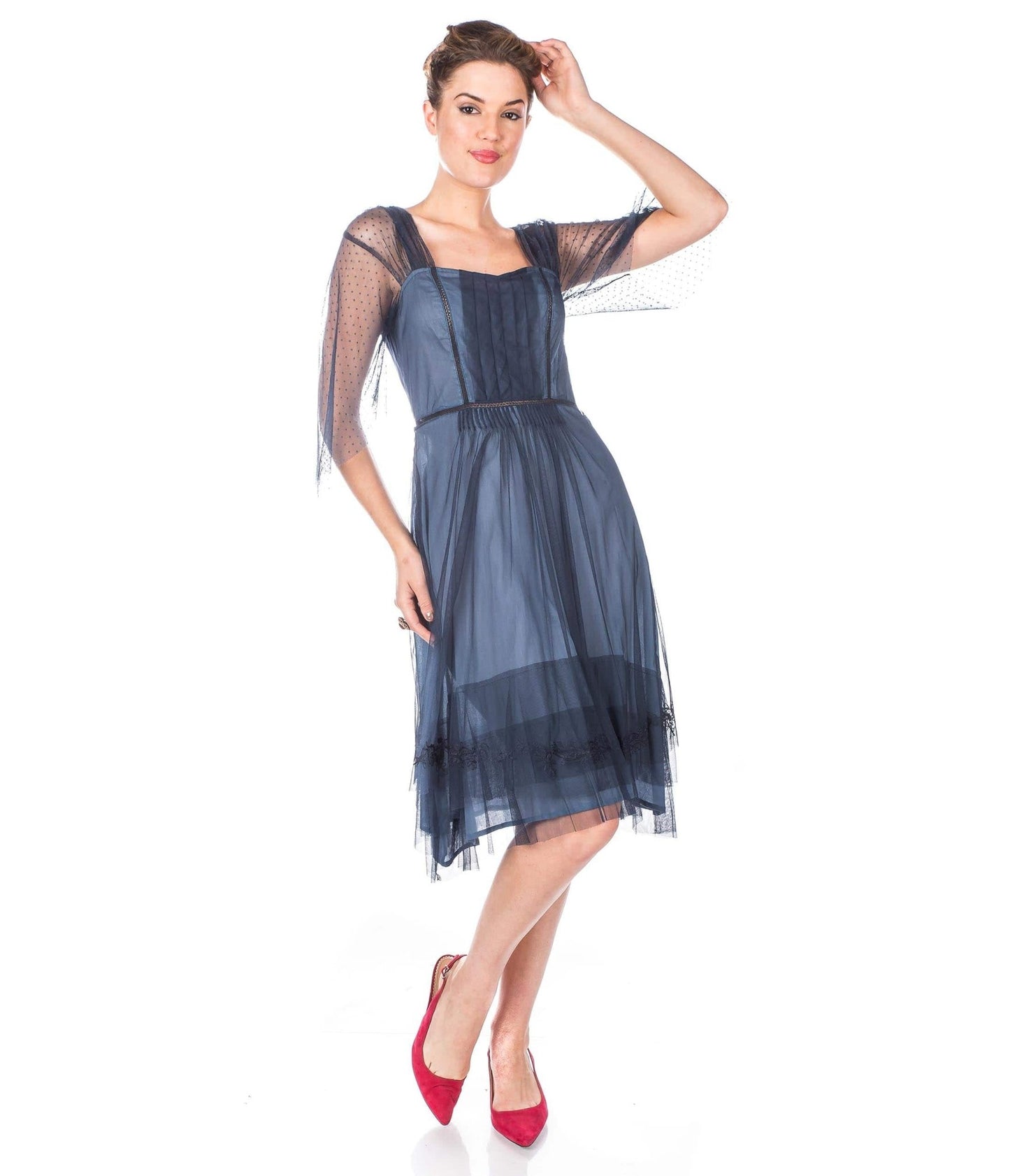 Nataya Indigo Vintage Style Flapper Dress - Unique Vintage - Womens, FLAPPER, DRESSES