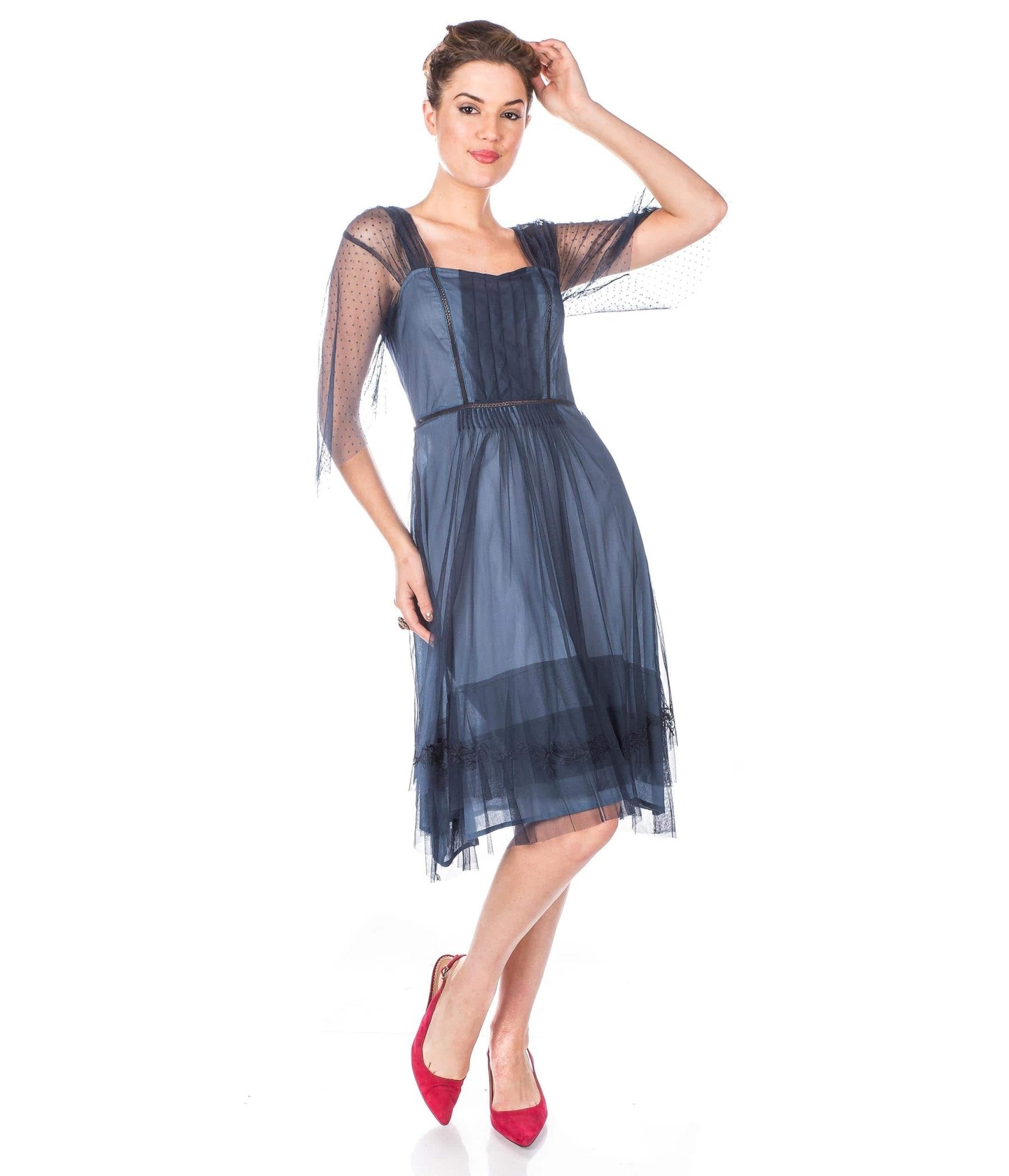 Nataya Indigo Vintage Style Flapper Dress - Unique Vintage - Womens, FLAPPER, DRESSES