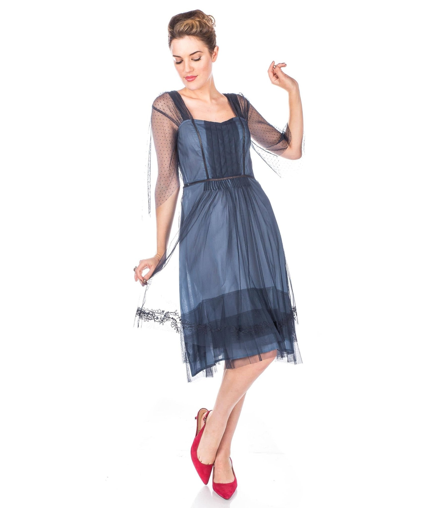 Nataya Indigo Vintage Style Flapper Dress - Unique Vintage - Womens, FLAPPER, DRESSES
