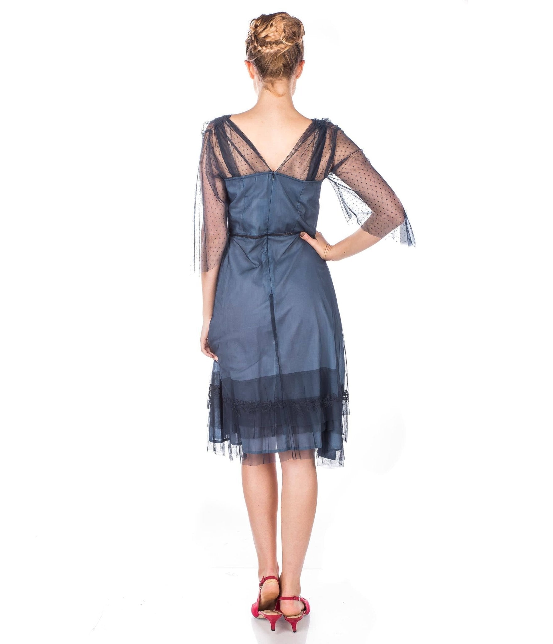 Nataya Indigo Vintage Style Flapper Dress - Unique Vintage - Womens, FLAPPER, DRESSES