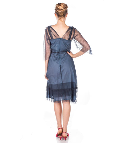 Nataya Indigo Vintage Style Flapper Dress - Unique Vintage - Womens, FLAPPER, DRESSES