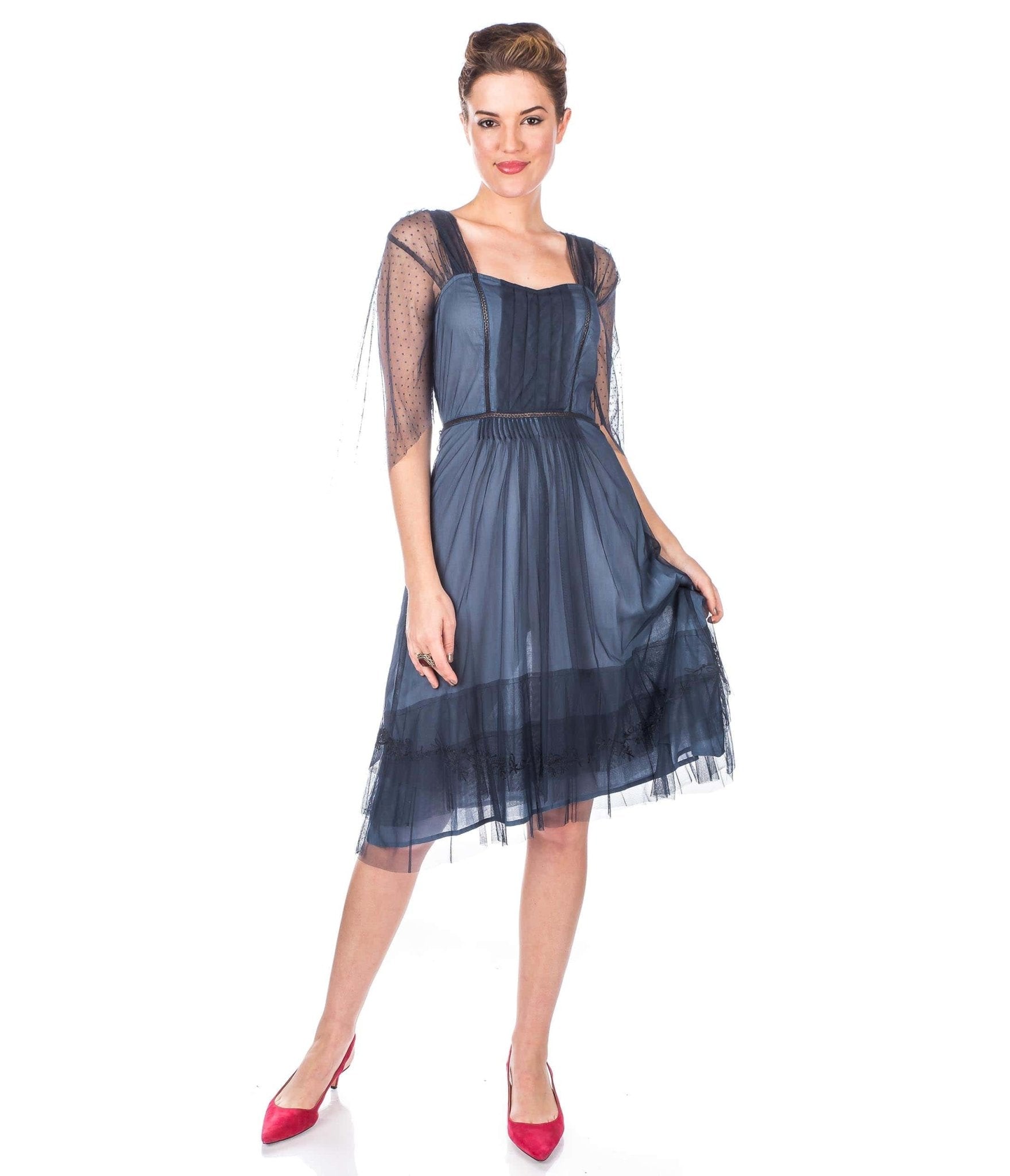 Nataya Indigo Vintage Style Flapper Dress - Unique Vintage - Womens, FLAPPER, DRESSES