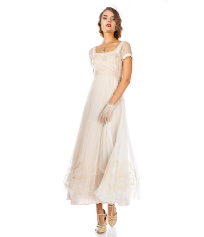Nataya Ivory Vintage Style Regency Wedding Dress - Unique Vintage - Womens, FLAPPER, DRESSES