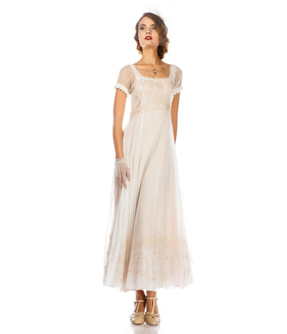 Nataya Ivory Vintage Style Regency Wedding Dress - Unique Vintage - Womens, FLAPPER, DRESSES