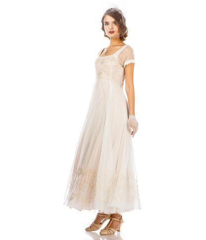 Nataya Ivory Vintage Style Regency Wedding Dress - Unique Vintage - Womens, FLAPPER, DRESSES