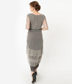 Nataya Vintage Style Alluring Slate Downton Abbey Edwardian Dress - Unique Vintage - Womens, FLAPPER, SLEEVED NON BEADED