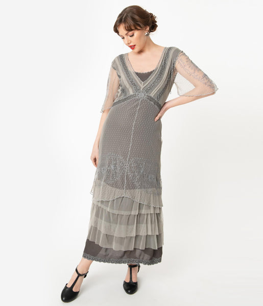 Nataya Vintage Style Alluring Slate Downton Abbey Edwardian Dress ...