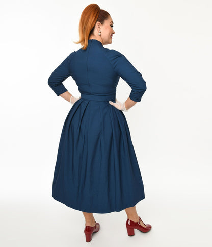 Navy Catherine Midi Dress - Unique Vintage - Womens, DRESSES, MIDI