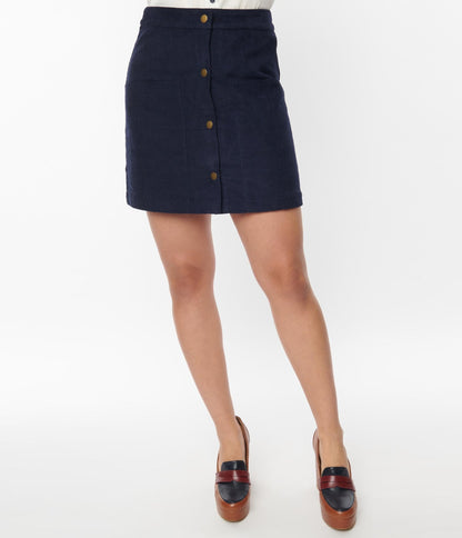 Navy Moxy Skirt - Unique Vintage - Womens, BOTTOMS, SKIRTS