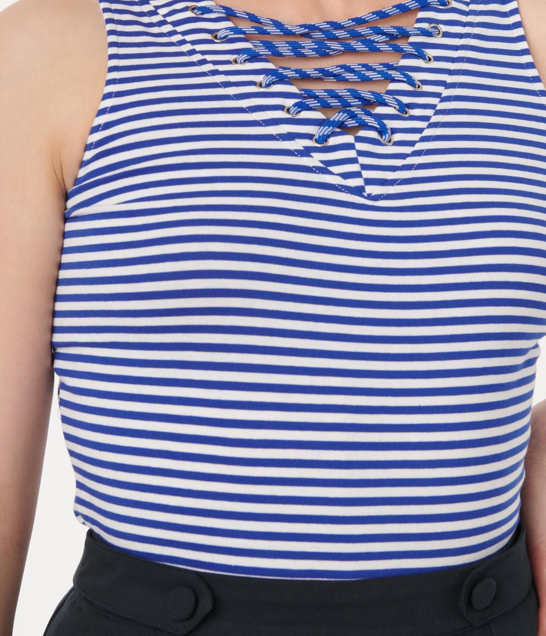 Navy & White Striped Set Sail Top - Unique Vintage - Womens, TOPS, WOVEN TOPS