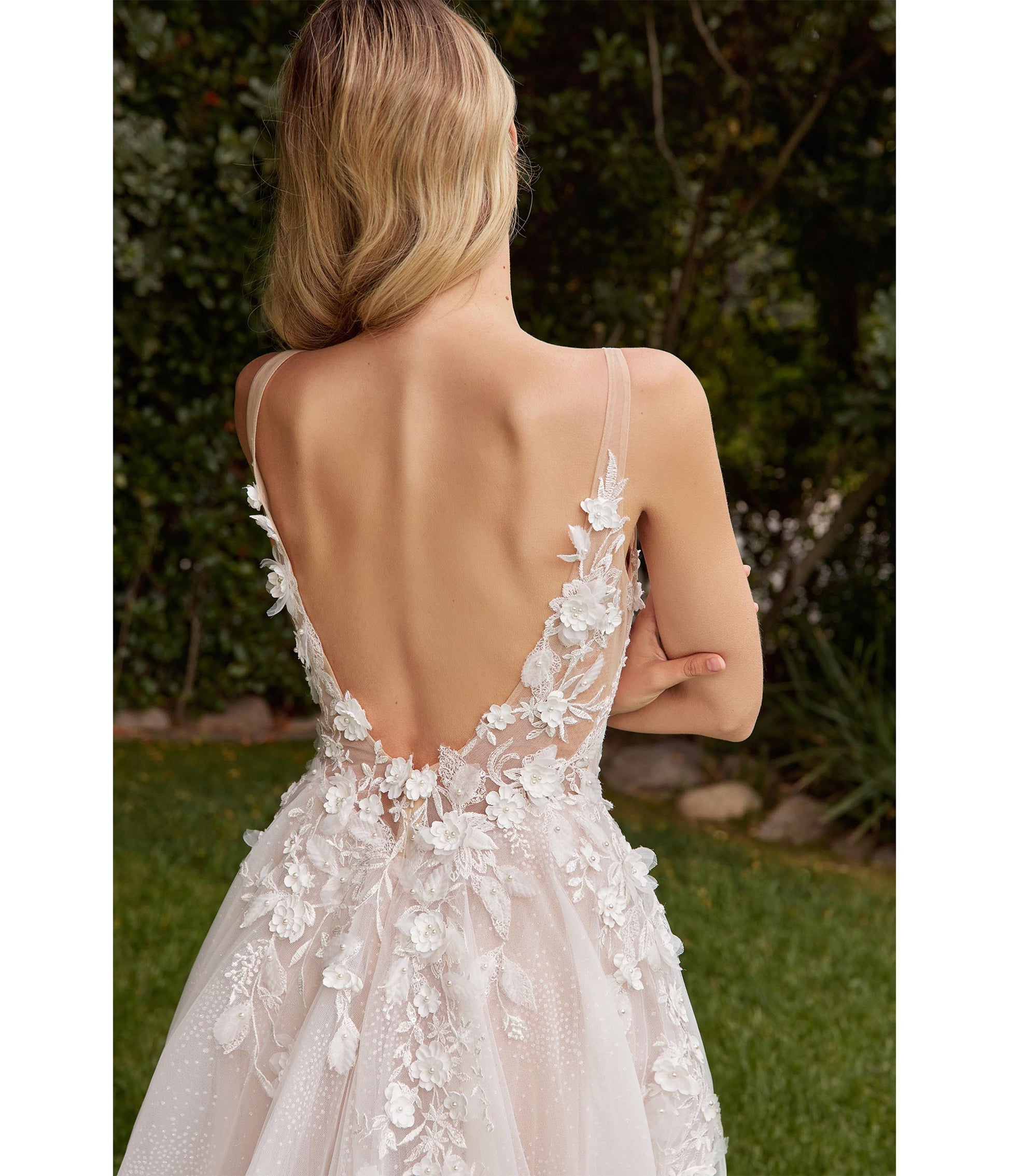Off White Floral Lace Wedding Ball Gown - Unique Vintage - Womens, DRESSES, PROM AND SPECIAL OCCASION