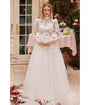 Cinderella Divine  Off White Floral Long Sleeve Wedding Ball Gown