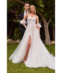 Cinderella Divine  Off White Floral Strapless Bridal Gown with Gloves