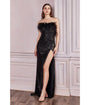 Cinderella Divine  Old Hollywood Black Feather Sequin Prom Gown