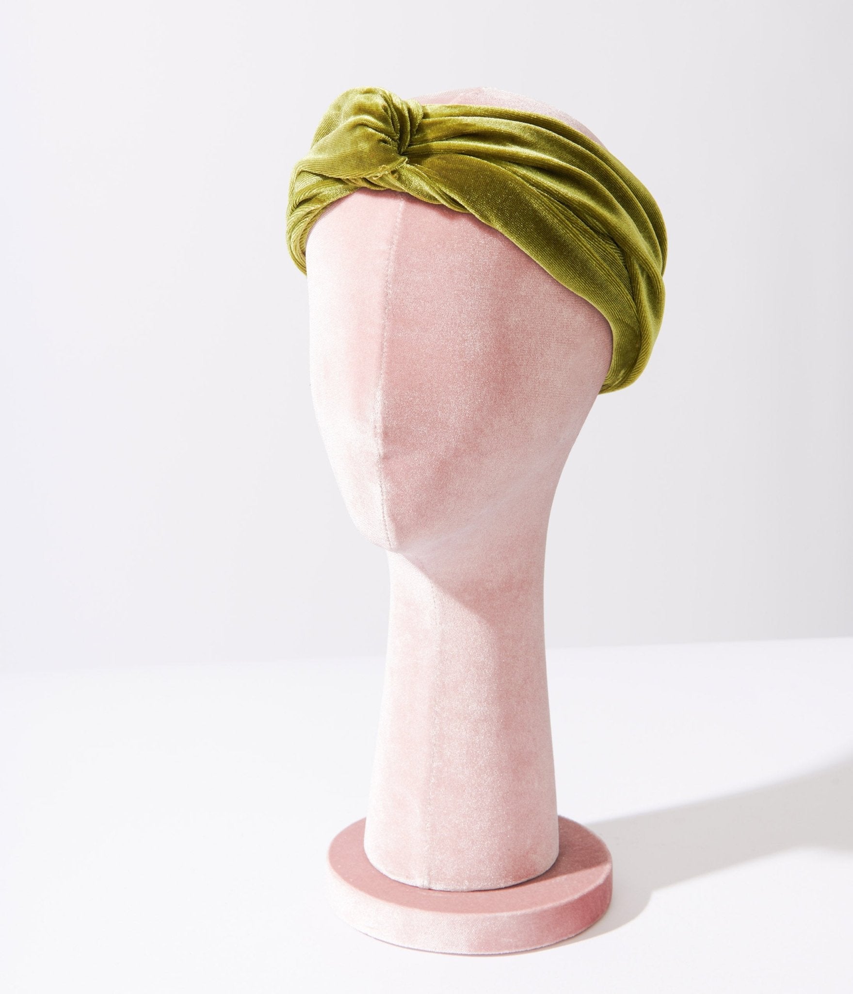 Olive Green Plush Velvet Twist Front Headband - Unique Vintage - Womens, ACCESSORIES, HAIR