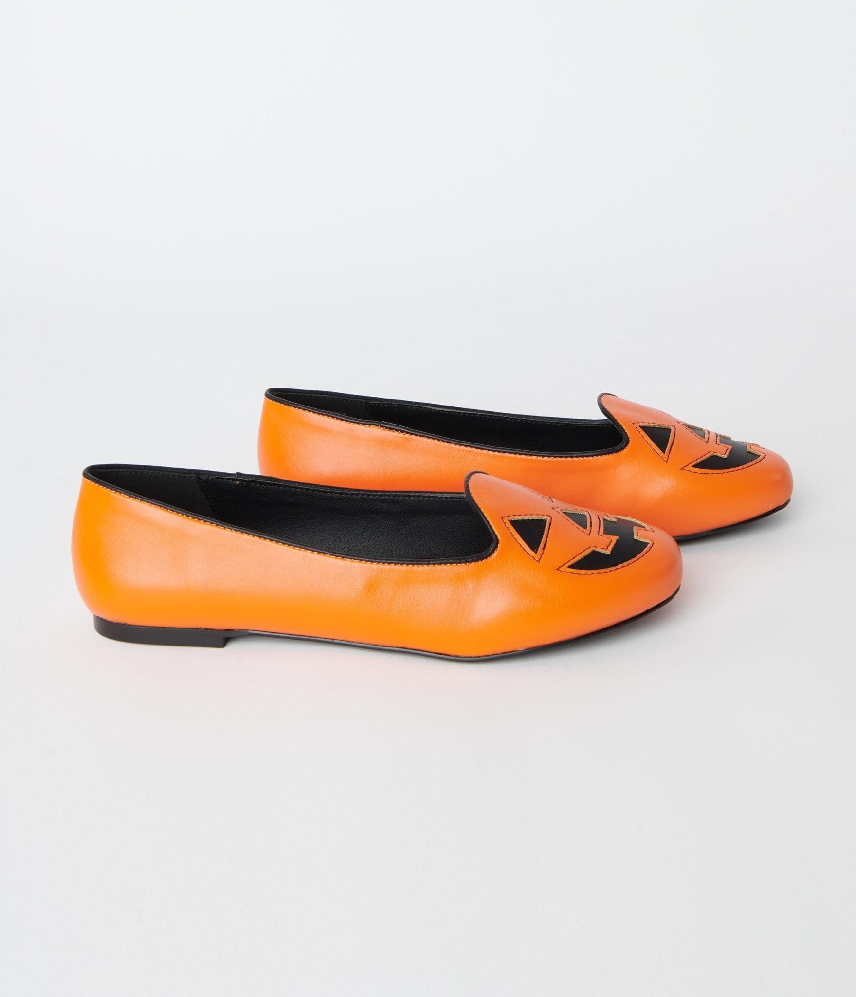 Orange Leatherette Pumpkin Lydia Flats - Unique Vintage - Womens, HALLOWEEN, SHOES