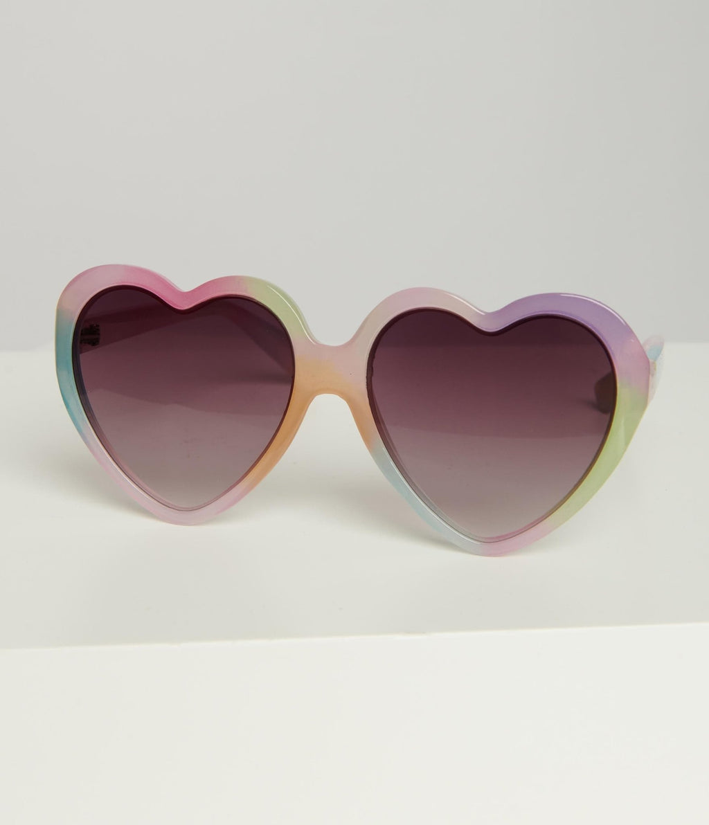 Pastel Rainbow Ombre Candy Heart Sunglasses - Unique Vintage - Womens, ACCESSORIES, SUNGLASSES