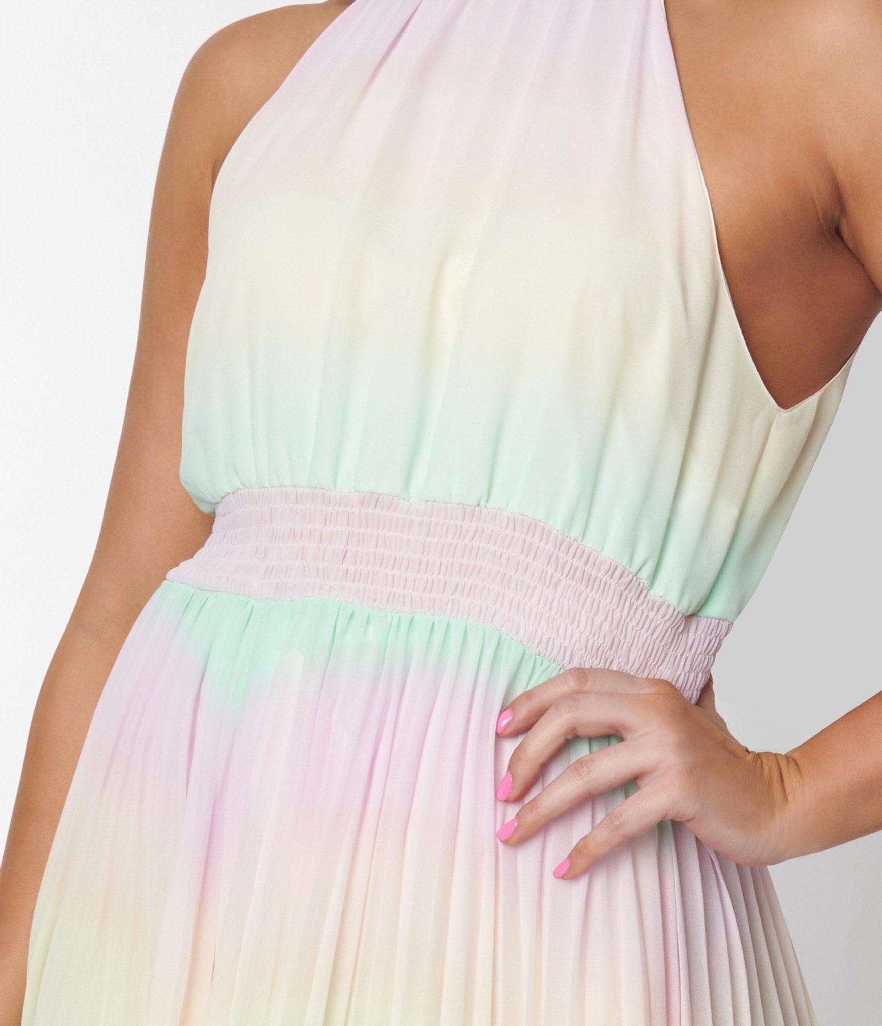 Pastel Rainbow Striped Maxi Dress - Unique Vintage - Womens, DRESSES, MAXI