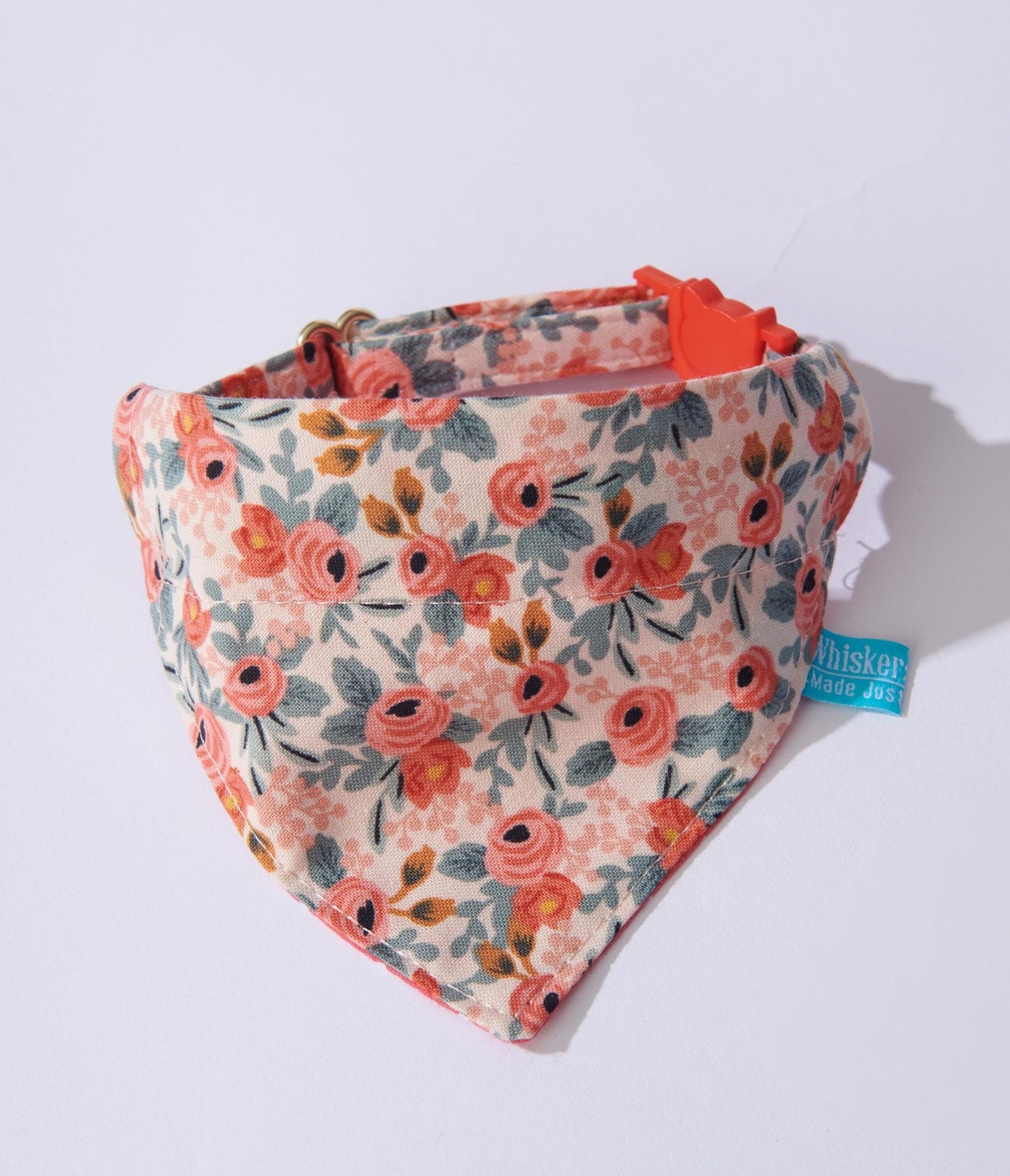 Peach Floral Over the Collar Cat Bandana - Unique Vintage - Womens, ACCESSORIES, GIFTS/HOME