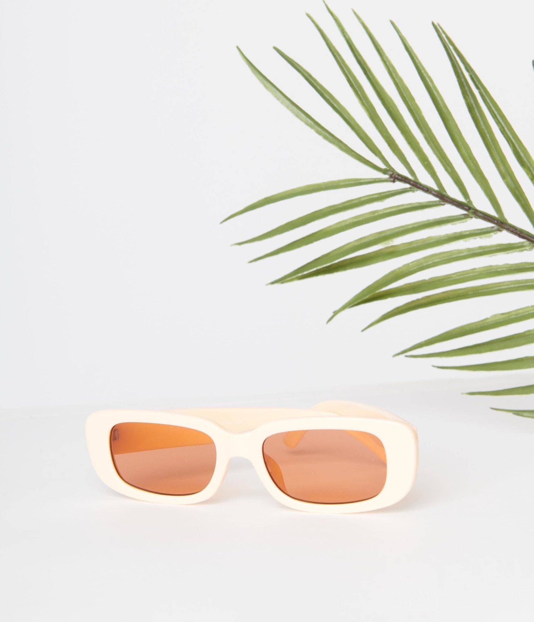 Women's Small Rectangle 'Orange Pearl' Plastic Sunglasses