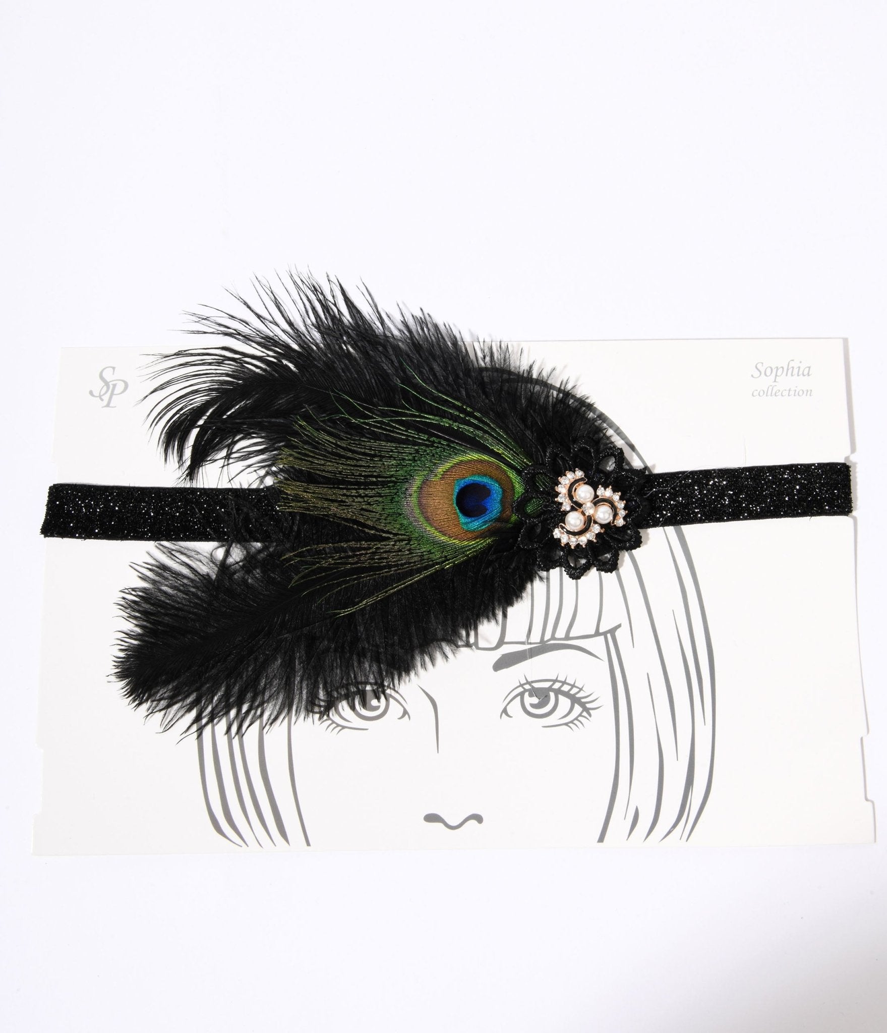 Peacock Feather & Pearl Gem Flapper Headband - Unique Vintage - Womens, ACCESSORIES, FLAPPER